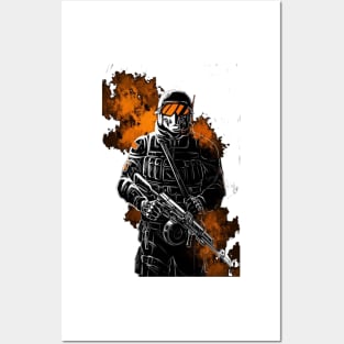 a soldier with his weapon Posters and Art